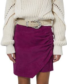 Iro Malawi Leather Mini Skirt1 Magenta Purple, Miniskirt Outfits, Leather Mini Skirt, Asymmetrical Design, Leather Mini Skirts, Fashion Today, Women's Wardrobe, Leather Mini, Skirt Outfits