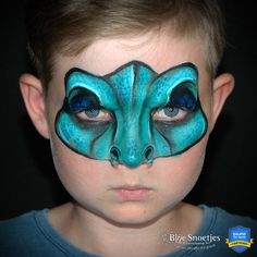 Monster Face Painting, Blue Face Paint, Mime Face Paint, Animal Face Paintings, Paint Face, Dinosaur Mask