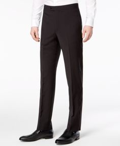 Calvin Klein Men's Slim-Fit Infinite Stretch Black Tuxedo Suit Pants - Black 36x30 Calvin Klein Formal Straight Leg Bottoms, Formal Black Calvin Klein Bottoms, Calvin Klein Formal Black Bottoms, Black Calvin Klein Formal Bottoms, Elegant Fitted Calvin Klein Pants, Calvin Klein Fitted Elegant Pants, Fitted Calvin Klein Tapered Leg Pants, Calvin Klein Fitted Tapered Leg Pants, Calvin Klein Fitted Straight Leg Pants