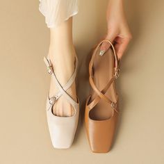 Flat Formal Shoes Women, Women Square Toe Shoes, Chic Square Toe Work Flats, Beige Square Toe Slingback Pumps, Chic 4-inch Heeled Square Toe Shoes, Chic Square Toe Heels With Gold-tone Hardware, Square Toe Slingback Pumps With 4-inch Heel, Square Toe Shoes, Womens Summer Shoes