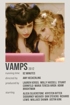 two girls looking at a computer screen with the caption vamps 2012 on it