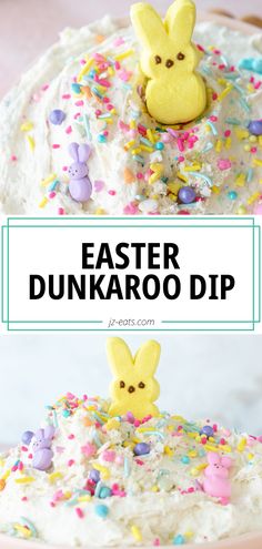 an easter cake with sprinkles and bunny ears on top