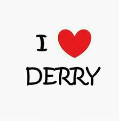 the words i love derby are written in black and red