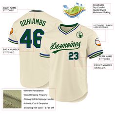 Custom Cream Green-Royal Authentic Throwback Baseball Jersey Cheap Green Sporty Baseball Jersey, Affordable College Baseball Jersey With Name Print, Cheap Collegiate Baseball Jersey For Team Events, Aesthetic Jersey, Cream Kelly, Baseball Jersey Men, Blue Football, Alpha Kappa Alpha, Sports Accessories