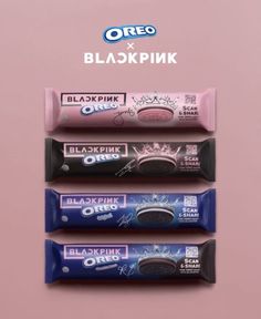 three tubes of toothpaste on a pink background with the words blackpink over them