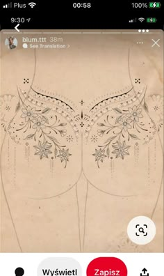 the app shows an image of a woman's bra with floral designs on it