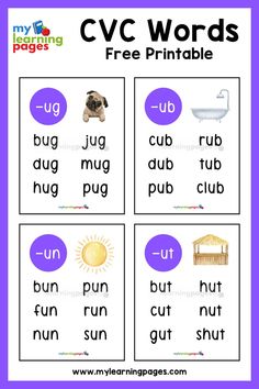 the cvc words printable worksheet for children