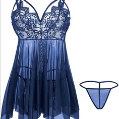 Sleepwear Lingerie With Elastic Floral Lace With Soft Material. Perfect For Special Night, Valentine's Day, Honeymoon Gifts, Wedding Night, Bridal Gifts. Blue Sheer Lace Sleepwear, Blue Lace Sleepwear For Night, Blue Sleeveless Lace Sleepwear, Blue Lace Sleeveless Sleepwear, Blue Fitted Sheer Sleepwear, Blue Sheer Fitted Sleepwear, Fitted Blue Sheer Sleepwear, Blue Sheer Sleepwear For Wedding Night, Fitted Sheer Blue Sleepwear