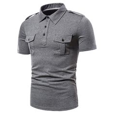 Season:Summer; Fabric:Polyester,75% Cotton; Sleeve Length:Short Sleeve; Gender:Men's; Style:Basic,Comfortable; Tops Type:Polo Shirt,Golf Shirt,Cotton Polo Shirt; Occasion:Sports,Casual; Details:Pocket; Fit Type:Regular Fit; Pattern:Plain; Design:Button,Pocket; Neckline:Classic; Listing Date:03/29/2023; Bust:; Length:; Shoulder Width:; Sleeve: Pocket T Shirt, Grey Polo Shirt, Polo Classic, Half Sleeve Shirts, Shirts For Men, Henley Shirts, Work Shirts, Lapel Collar, Golf Shirts