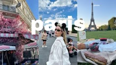 the collage shows people walking and shopping in paris