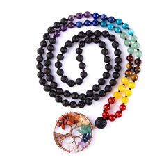 PRICES MAY VARY. [Prayer Mala Beads 108] - This mala beads are hand knotted between each bead. 108 mala is a symbol of the removal of 108 kinds of trouble. In traditional thought, people are said to have 108 afflictions or klesas. There are 6 senses (sight, sound, smell, taste, touch, and consciousness) multiplied by 3 reactions (positive, negative, or indifference) makes 18 "feelings." [7 Chakra Long Beaded Necklace] - 7 chakra reiki healing crystal is yoga balancing meditation necklace mala je Spiritual Round Beaded Necklace With Colorful Beads, Spiritual Jewelry With 8mm Round Beads, Spiritual Crystal Necklaces With Colorful Round Beads, Multicolor Round Beaded Jewelry, Multicolor 8mm Spiritual Beads, Spiritual Multicolor 8mm Beads, Multicolor Crystal Necklaces With 8mm Round Beads, Multicolor Polished Beads Bracelet For Meditation, Spiritual Black Beads Round Jewelry