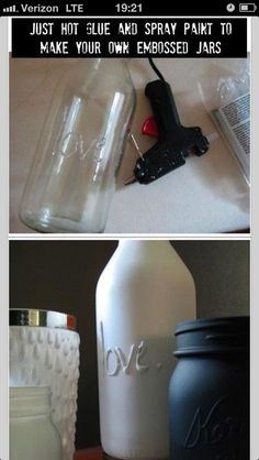 two pictures showing how to make mason jars and diy projects