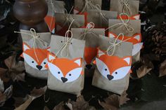 brown paper bags with fox faces on them