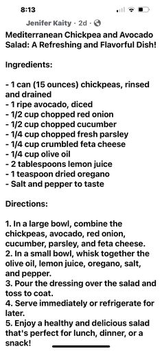 the instructions for making chicken and avocado salad