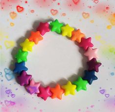 Aesthetic homemade star bracelet Bracelets Rainbow, Star Bracelets, Aesthetic Rainbow, Kidcore Bead Bracelets, Kidcore Bracelet, Kidcore Accessories, Rainbow Star-shaped Bracelet For Gift, Kidcore Bracelet Boogzel Apparel, Indie Bracelets