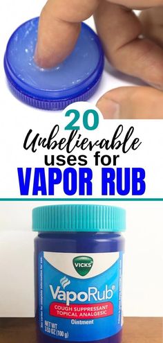 There are tons of uses for vapor rub besides the traditional ones on the label. You'll be shocked to see all that the little blue jar can do! Uses For Vapor Rub, Vic Vaporub, Vapo Rub, Vicks Vapor Rub, Vicks Vapor, Vicks Vaporub Uses, Uses For Vicks, Cough Suppressant, Vapor Rub