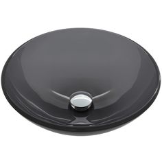 a round black sink on a white background