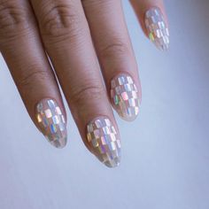 🪩🕺🏻⚡️ . . . . . . . . . #disconails #nailart #discoglitter #nails Disco Nails Acrylic, Desert Disco Nails, Disco Nail Ideas, Kacey Musgraves Nails, Fun Bride Nails, Mirror Ball Nails, Disco Ball Nail Art, Mirrorball Nails, Disco Nail Art