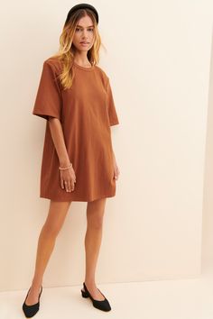 Rent Relaxed T-Shirt Dress from Nuuly. Pick 6 items for $98/month. Free shipping + returns. Chic Crew Neck T-shirt Dress For Summer, Chic Short Sleeve Mini Dress For Loungewear, Brown Oversized Short Sleeve Dress, Relaxed Fit Crew Neck Dresses For Loungewear, Chic Oversized Short Sleeve Mini Dress, Spring Relaxed Fit Mini T-shirt Dress, Relaxed Fit Mini T-shirt Dress For Spring, Chic Dresses With Relaxed Fit And Crew Neck, Chic Relaxed Fit Dress With Crew Neck