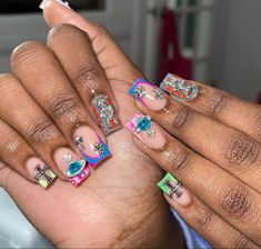 Glam Short Nails, Short Dope Nails, Cheap Nail Designs, Short Nails Acrylic Square, Nail Designs For Short Nails, Designs For Short Nails, Cheap Nail