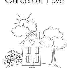 a house with trees and flowers in the yard worksheet for kids to learn how to