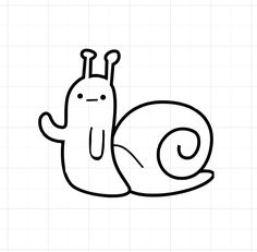 a black and white drawing of a snail