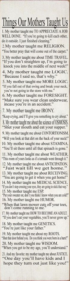 an old newspaper page with the words things our mothers taught us