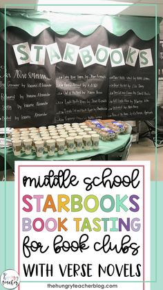 a table with some books on it and the words starbooks for book clubs in front of