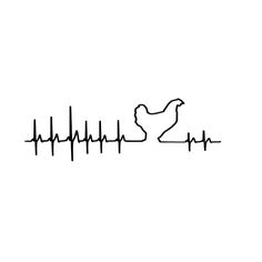 a black and white photo of a chicken on a heartbeat line