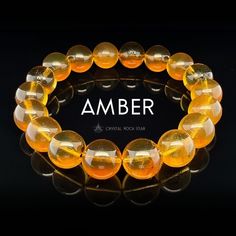 Amber Stretch Bracelet, 6.25 Inch, 10mm Beads, CrystalRockStar California Amber Crystal Bracelet With 8mm Round Beads, Throat Chakra Crystals, Meaningful Gifts For Her, Amazonite Bracelet, Ruby Bracelet, Tourmaline Bracelet, Amber Bracelet, Jewelry Crystal, Meaningful Jewelry