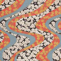 an abstract pattern with wavy lines and flowers