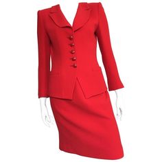 Chanel Runway, Red Power, Wool Crepe, Jacket Suit, Vintage Woman, Emanuel Ungaro, Vintage Suits, Classy Work Outfits