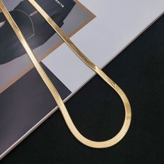 Elevate your everyday look with this dainty Water Resistant 925 Sterling Silver 18K Gold Plated Flat Chain Necklace. Its elegant luster and exquisite design add subtle sophistication to any outfit, taking you from day to night with ease and style. Dare to shine. 18k Gold Chain, Estilo Hip Hop, Trendy Necklaces, Cow Boy, Gold Chain Necklace, Issey Miyake, Chains For Men, Thom Browne, Snake Chain