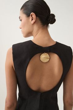 Cove Pendant Mini Dress | Black | Aje – Aje ROW Linnen Dress, Revenge Dress, Minimal Dresses, The Cove, Knit Jumpsuit, Gold Disc, Mini Dress Black, Denim Accessories, Scarf Gift