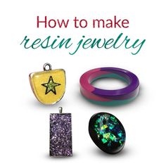 the cover of how to make resinine jewelry with three different rings and pendants