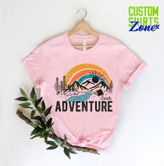 "Adventure Shirt,Explore Shirt,Adventure lover Tee,Adventurer Gift,Camping Gift Shirt,Mountain Shirt,Nature Lover Shirt,Vacation Shirt Seek Adventure, Vintage Adventure Shirt, Camping Shirts, Mountain TShirt, Nature Lover Shirt, Camping Gift, Gift for Camping, Hiker Shirt 🎁 Enjoy your shopping ! Need custom made shirts? Don't hesitate to message us! Thanks for your support! CustomShirtsZone_ Family ----- How To Order ----- 1-) Please, check and review all the photos. 2-) Choose your t-shirt size and color. *Different styles of shirts may have different shades of same color choice due to different manufacturer brands. *For this reason, we recommend you to match shirts from the same styles if you want precisely matching colors (ex. Unisex, V-necks, Toddler, etc.). 3-) Click add to cart. You Pink Cotton Tops For Outdoor Activities, Pink Cotton Top For Outdoor, Pink Graphic Print Top For Outdoor, Vintage Adventure, Camping Shirts, Seek Adventure, Adventure Gifts, Shirt Sayings, Mountain Tshirt