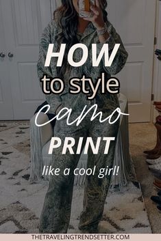 If you're looking to add camo print to your Women's Style, this guide is for you! Explore how to mix and match camo Women's Bottoms like pants or leggings with stylish Women's Tops for a balanced look. From casual tees to statement blouses, discover new Women's Fashion ideas to confidently wear this trend year-round. Women's Winter Outfit, Yellowstone Outfits, Black Cowgirl Boots, Travel Skincare, Black Cowgirl, Camo Skirt, Statement Blouse, Women's Bottoms, Wardrobe Update