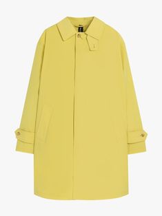 Mackintosh - SOHO Yellow ECO DRY Raincoat - men - Recycled Polyethylene/Polyethylene - S Classic Long Sleeve Raincoat, Single Breasted Raincoat For Workwear, Solid Gabardine Raincoat For Workwear, Solid Gabardine Outerwear With Concealed Placket, Gabardine Raincoat For Workwear, Classic Yellow Long Sleeve Outerwear, Raincoat Men, Banana Yellow, Long Coats