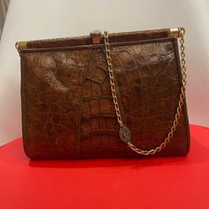 Excellent Condition, 100% Real Crocodile Leather, Purchase In Italy Crocodile Leather, Leather Handbag, Leather Handbags, In Italy, Bag Lady, Italy, Handbags, Leather, Women Shopping