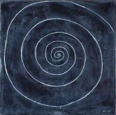 a black square with white lines in the middle and an image of a spiral on it