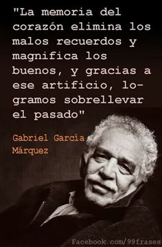 an older man with white hair and glasses in front of a quote from miguel garcia