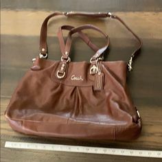 Gently Used Coach Ashley Signature Satchel - Brown Leather With Pretty Lavender Interior Lining Lavender Interior, Bags Coach, Satchel Purse, Coach Bags, Brown Color, Shoulder Bags, Brown Leather, Satchel, Lavender