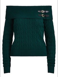 Elevate your wardrobe with this stylish and colorful Ralph Lauren women's sweater. Made with cotton knit fabric, this sweater features an off-the-shoulder neckline and long sleeves with cable-knit accents. The lightweight and stretchy material make it perfect for fall, winter, and spring seasons. With a solid pattern and cable-knit style, this sweater is perfect for casual occasions. The green color adds a pop of color to your outfit, while the preppy and classic theme is evident in its design. Machine washable for easy care, it is a must-have addition to any fashion-forward woman's wardrobe. Off The Shoulder Cableknit Sweater, Ralph Lauren Cable Knit Sweater For Fall, Ralph Lauren Fitted Sweater For Fall, Ralph Lauren Long Sleeve Cable Knit Sweater, Fitted Ralph Lauren Sweater For Fall, Ralph Lauren Knitted Winter Sweater, Ralph Lauren Fall Sweater, Ralph Lauren Long Sleeve Winter Sweater, Fitted Ralph Lauren Cable Knit Sweater