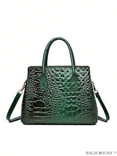 BagForLove - Crocodile Embossed Top Handle Bag Featuring Metal Accents Product Description Color Green Strap Type Adjustable Style Vintage Bag Size Small Type Top Handle Bag Closure Type Zipper Features High-capacity Material PU Leather Size Chart INCH CM Bag Length Bag Width Bag Height Handle Height 12.6 inch 4.7 inch 9.1 inch 4.7 inch Bag Length Bag Width Bag Height Handle Height 32 cm 12 cm 23 cm 12 cm Details Pictures Similar Products h2 { text-align: center; } /* æ¢è¡ */ li{ white-space: normal; word-break: break-all; word-wrap: break-word; } .red-box { width: 100%; display: flex; flex-direction: row; flex-wrap: wrap; justify-content: center; } .red-box > div { width: 190px; height: 250px; margin: 10px; } .red-box > div > a > img { width: 190px; height: 250px; } .size-box { width: 1 Green Crocodile Pattern Top Handle Satchel, Green Leather Satchel With Crocodile Pattern, Elegant Green Crocodile Pattern Satchel, Elegant Green Crocodile Pattern Shoulder Bag, Green Crocodile Pattern Satchel With Double Handle, Green Crocodile Pattern Top Handle Shoulder Bag, Green Leather Bag With Crocodile Pattern, Green Top Handle Shoulder Bag With Crocodile Pattern, Crocodile Pattern Tote Shoulder Bag For Errands