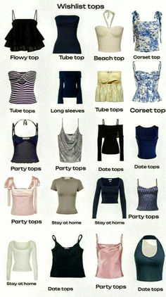 Different Types Of Clothes Name, Clothes Types Fashion Vocabulary, Different Clothing Styles Names, Different Types Of Tops With Names, Types Of Clothes Styles, Style Names Types Of Fashion Aesthetic, Clothing Styles Names, Types Of Crop Tops Names, Clothes Names In English