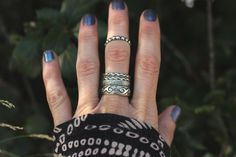 One thick sterling silver flower patterned stacking ring. This thick sterling silver band features a beautiful and deeply engraved floral filigree pattern that is elegant and bohemian at once. Wear it alone or with other stacking rings. Want the whole set? Buy it here: https://www.etsy.com/listing/493597787/sterling-silver-stacking-rings-sterling?ref=shop_home_active_1 -Choose your size at checkout! - Ring measures 6 mm high. - Other rings are available in my shop: Twist and Ladder Pattern: http Silver Stackable Rings, Sterling Silver Stackable Rings, Silver Ring Band, Floral Filigree, Stackable Rings Silver, Rings Sterling Silver, Filigree Pattern, Sterling Silver Stacking Rings, Stacking Bands