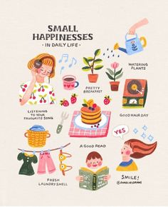 Small Happiness, Vie Motivation, Animal Illustrations, Self Care Activities, Happy Thoughts, 그림 그리기, Happy Life, Graphic Illustration, Self Improvement