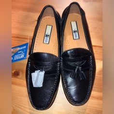 Nwt French Shiner Soft Flex Tassel Moc Toe Loafer Slip On Men’s Size 9.5w Color Black Leather Casual Black Slip-on Tassel Loafers, Casual Black Wingtip Tassel Loafers, Casual Black Leather Tassel Loafers, Black Casual Slip-on Tassel Loafers, Casual Wingtip Tassel Loafers For Fall, Casual Black Tassel Loafers With Round Toe, Casual Slip-on Tassel Loafers For Business, Casual Tassel Loafers With Wingtip For Fall, Classic Black Tassel Loafers For Fall