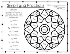 a printable worksheet for simplifying fractions with numbers and symbols