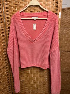 Size L - excellent condition pink long sleeve crop top sweater. Aeropostale brand. 100% cotton. machine washable. Pink Oversized Long Sleeve Cropped Sweater, Oversized Pink Cropped Long Sleeve Sweater, Oversized Pink Long Sleeve Cropped Sweater, Oversized Ribbed Cropped Sweater, Casual Long Sleeve Cropped Cotton Sweater, Winter Cotton Stretch Crop Top, Trendy Stretch Cotton Sweater, Trendy Cotton Stretch Sweater, Winter Stretch Cotton Crop Top